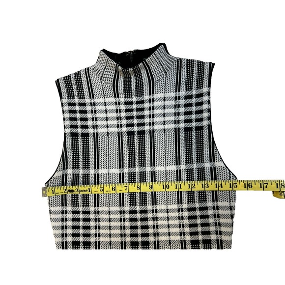 Alice + Olivia Classics Hana Sheath Dress B & W Check Mock Neck Sleeveless SZ M - Picture 14 of 16